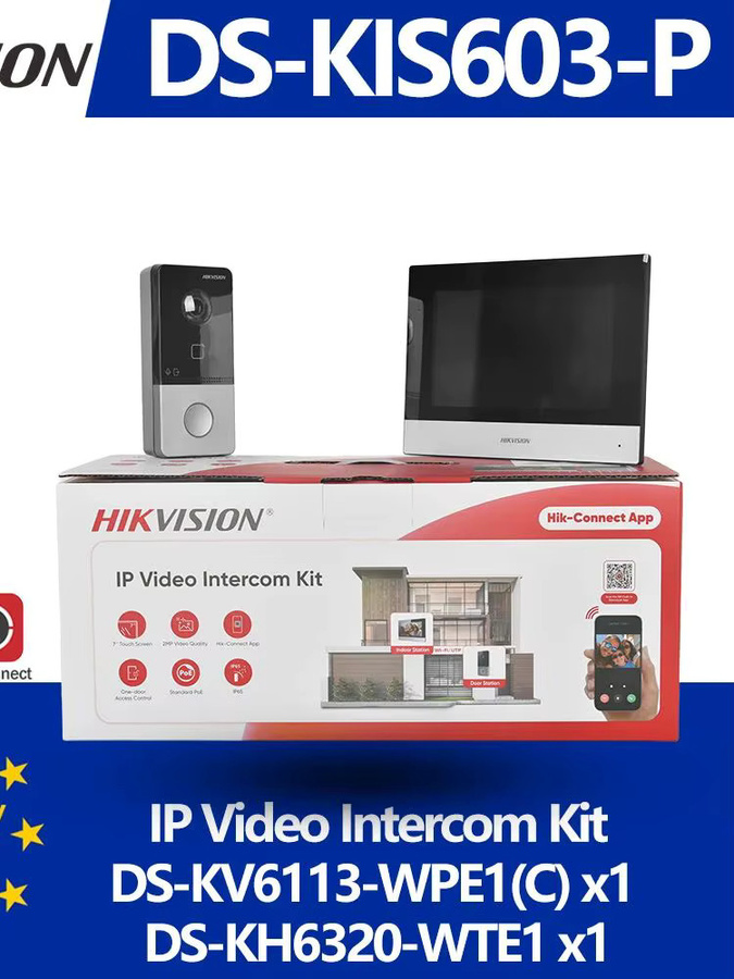 Hikvision IP-Video-Gegensprechanlage-Set DS-KIS603-P mit DS-KV6113-WPE1 und DS-KH6320-WTE1 für Haus und Villa - Bild 4