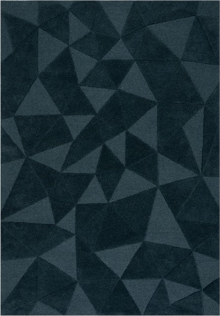 Wollteppich Kadima Design in Petrol mit Hoch-Tief-Effekt und geometrischem Muster, B: 160 cm, T: 230 cm - Bild 1