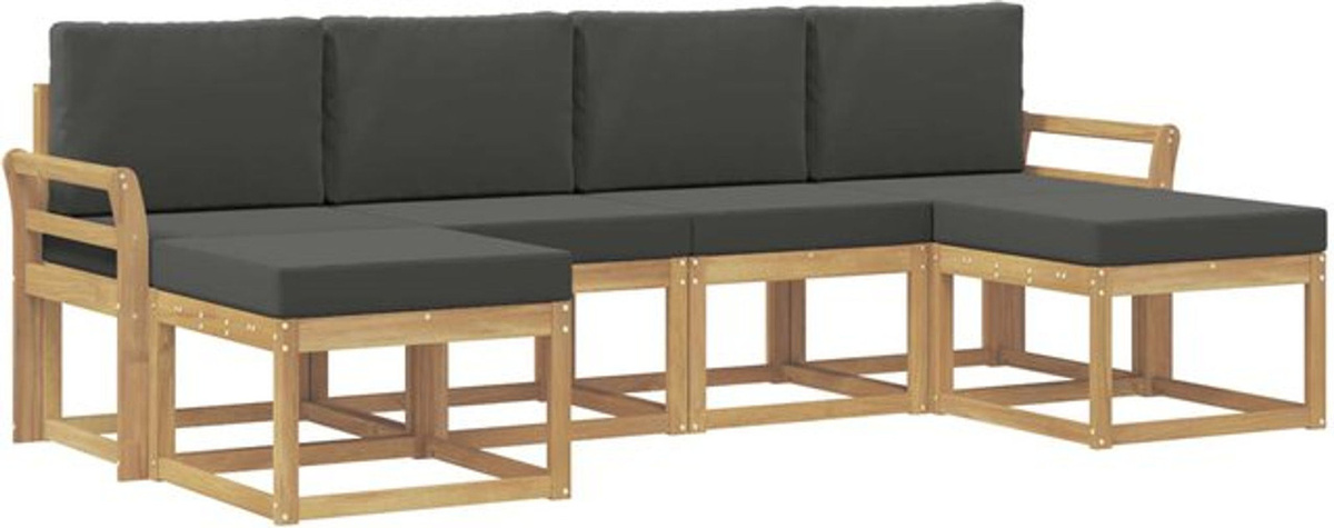 Modernes 6-teiliges Outdoor-Sofagarnitur Loungemöbel Set von vidaXL aus Polyester in Weiß und Anthrazit - Bild 1