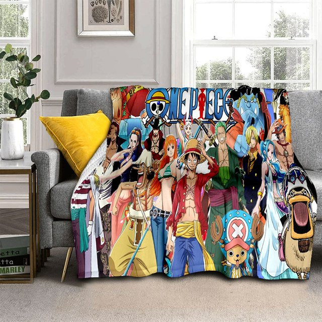 MINISO One Piece Anime Flanell-Decke, weiche und warme Wurfdecke in Multicolour, B/B/H: 150 x 135 x 1 cm - Bild 1