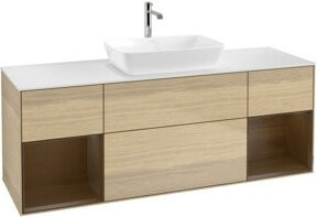 V&B Waschtischunterschrank Finion mit Wandbeleuchtung, Farbe: Weiß, Breite: 160 cm, Höhe: 50,1 cm - Bild 1