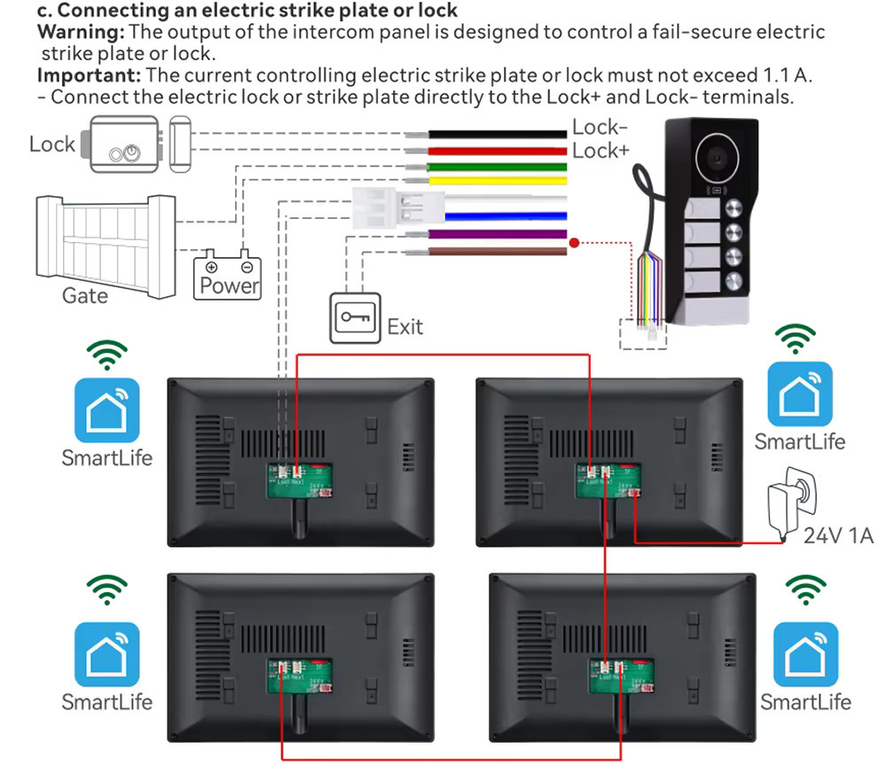 TUYA Smart Apartment-Gegensprechanlage mit Video-Türklingel, 10 Zoll LCD-Display, 1080P Video, RFID-Karten-Entriegelung, 2-Draht-System, Farbe: Silber - Bild 5