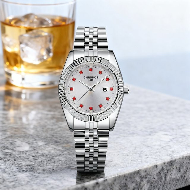 Chronos Armbanduhr Quarz, Edelstahl, 32 mm, Silber, Zirkonia, Damen - Bild 1