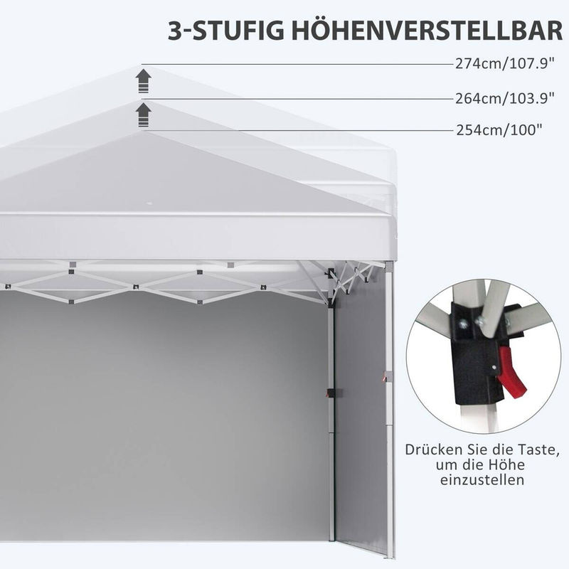 Outsunny Pavillon aus Polyester und Stahl in Weiß B/T/H: 297 x 297 x 274 cm - Bild 2