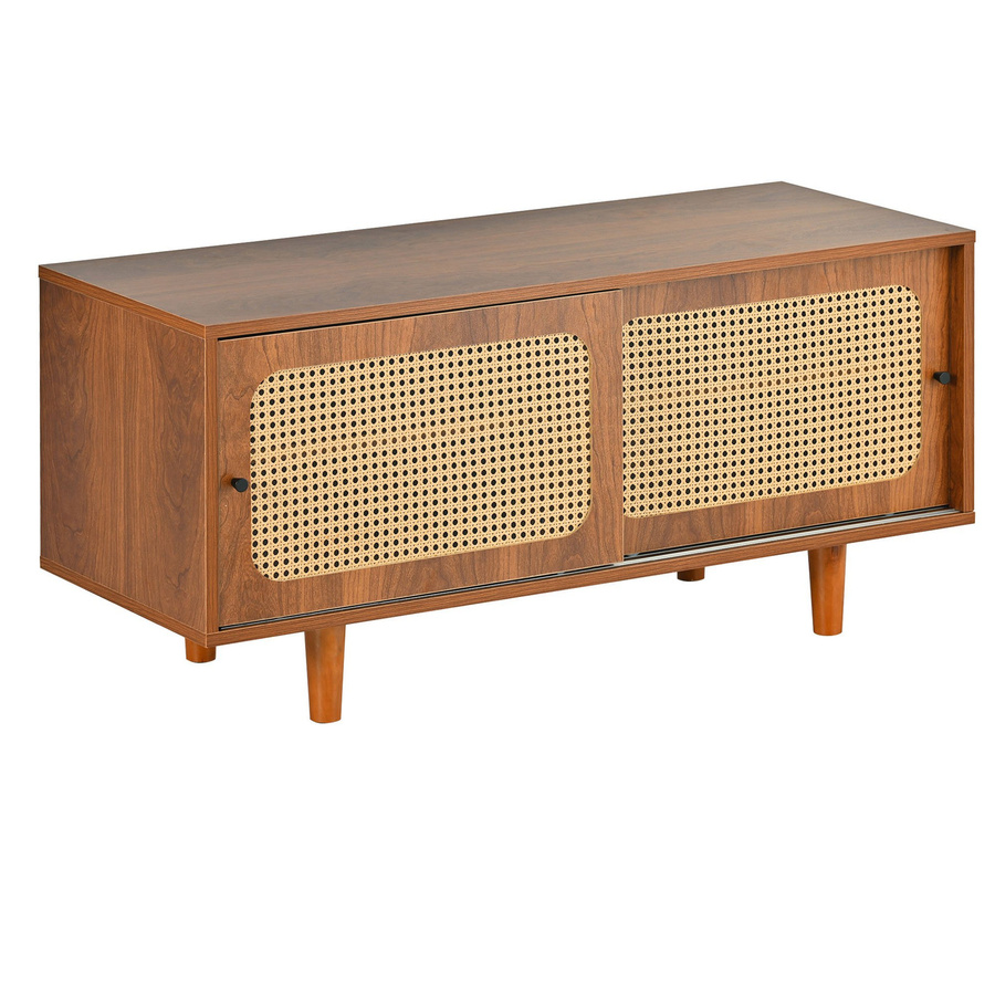 Aosom Schuhschrank mit 2 Schiebetüren im Rattanflecht-Design, Naturfarbe, B/T/H: 104 x 40 x 48 cm - Bild 2