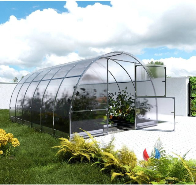 KLASIKA Gewächshaus mit 6 mm Polycarbonatabdeckung und verzinktem Stahlrahmen, B: 6 m, T: 2 m, H: 2 m, transparent - Bild 1