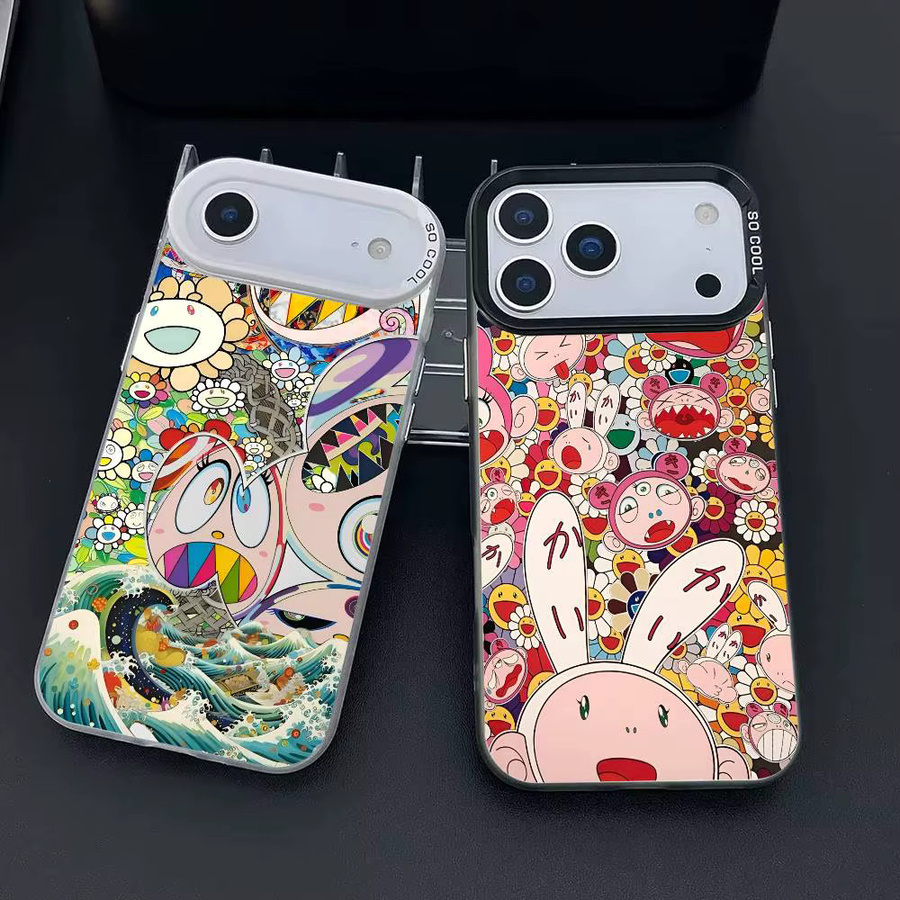 T-Takashi M-Murakami Sunflower Serie Handyhülle für iPhone 17 16 15 14 13 12 11 Pro Max Plus in Bunt und Silber - Bild 3