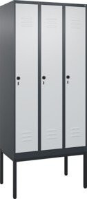 C+P Spind Classic PLUS Garderobenschrank mit 3 Abteilen, Gestell aus Stahl, Grau, H x B x T: 212 x 90 x 50 cm - Bild 1