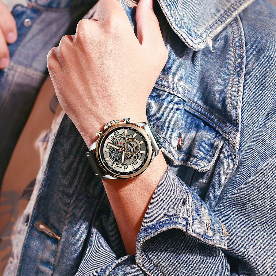 CURREN Armbanduhr, Quarz, Leder, Herren, Datum - Bild 5