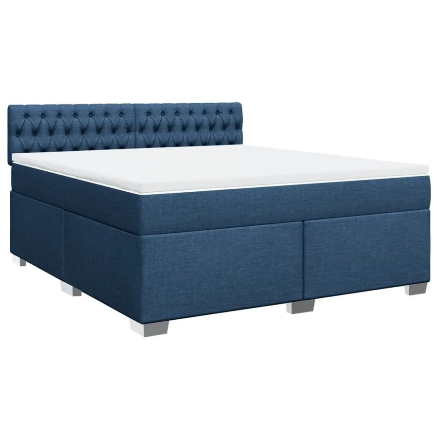 vidaXL Boxspringbett mit Matratze in Blau und Weiß, Hybrid-Design mit USB-Ladeport und Unterbettbeleuchtung, B/T/H: 180 x 200 x 100,5 cm - Bild 2