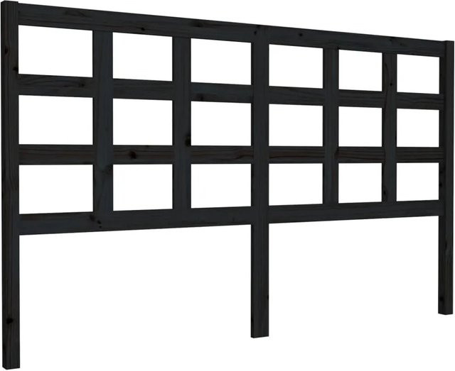 vidaXL Kopfteil aus Massivholz Kiefer in Schwarz, rustikale Optik, Breite: 165,5 cm, Tiefe: 4 cm, Höhe: 100 cm - Bild 1
