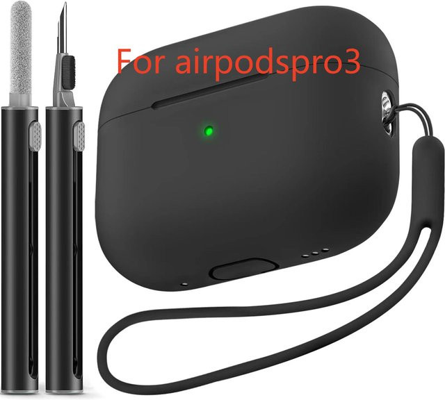 Schutzhülle für Apple AirPods Pro 3 in Schwarz oder Blau inklusive Reinigungsset und Trageband - Bild 1