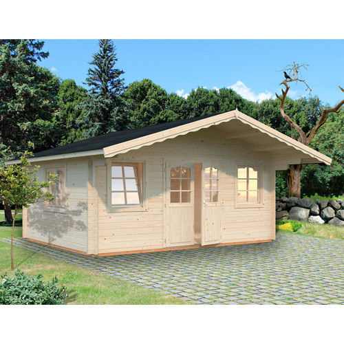 PALMAKO Blockbohlenhaus Helena aus Holz in Grau, B/H/T: 608 x 290 x 390 cm - Bild 2
