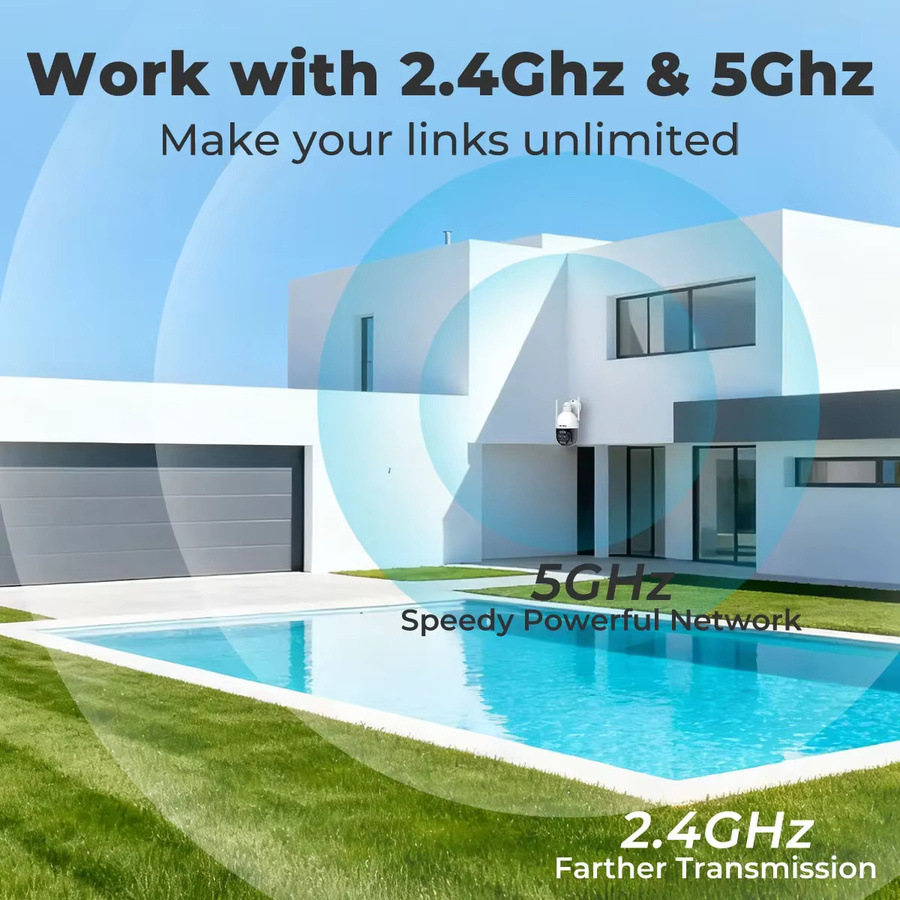 GENBOLT 4K 8MP Dual-Objektiv Außen-Sicherheitskamera mit 10-fach Zoom, PoE und WLAN 2,4/5GHz, automatische Menschen- und Fahrzeugverfolgung, Farbe: Weiß - Bild 4
