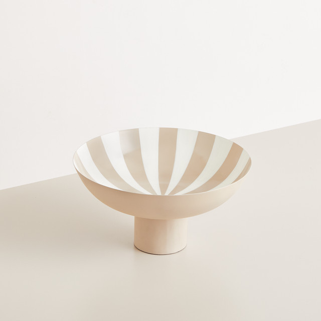 Moderne Metallschale von BLUME2000 in Beige Gestreift - Bild 1