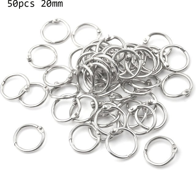 50 Stück Metall Ring Binder Heftklammern in Silber für Alben und Bürobedarf, Durchmesser 15-80 mm - Bild 1