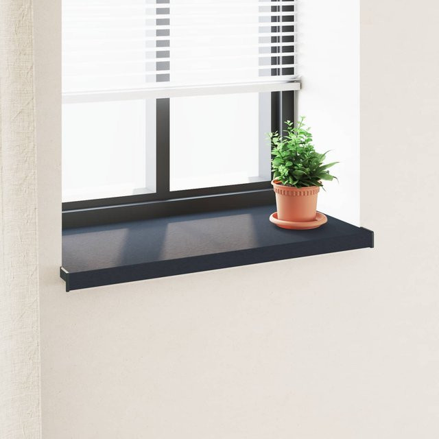 Fensterbank aus PVC von Yiwydaa in Anthrazit mit Holzmaserung, B/T/H: 100 x 45 x 4,5 cm - Bild 1