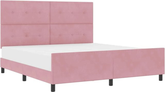 vidaXL Boxspringbett mit Kopfteil in Rosa aus Samt, B/T: 180 x 200 cm, Höhe: 186 cm - Bild 1