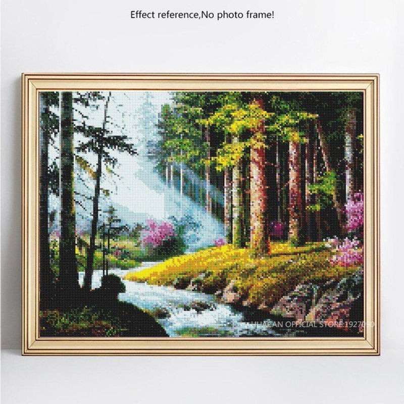 FIYO Diamond Painting Set Wald Motiv Mehrfarbig 5D DIY Strass Stickerei zur Dekoration B: 30 cm x H: 20 cm - Bild 1