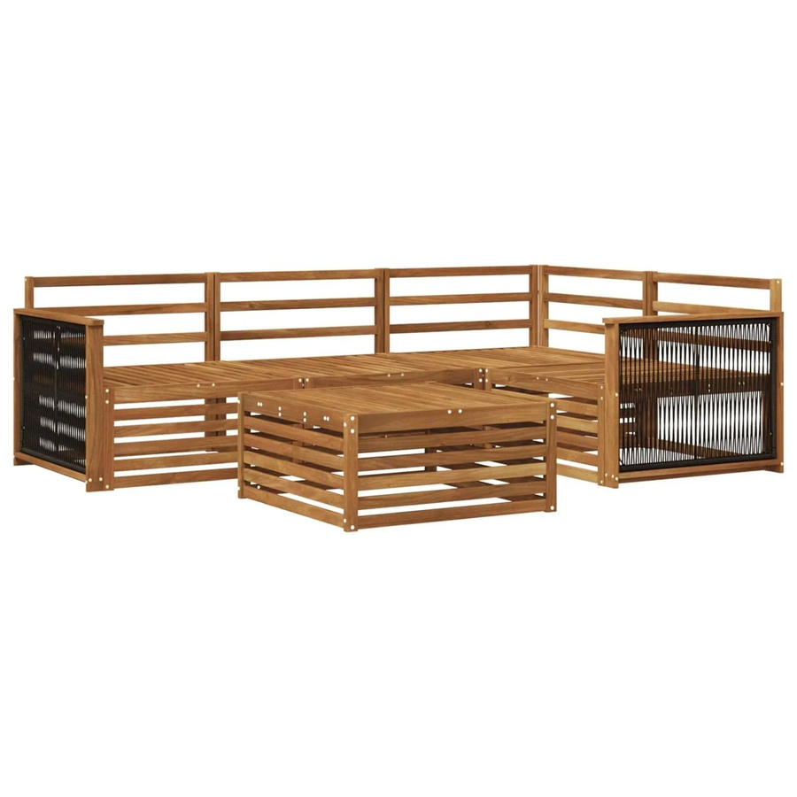 vidaXL Outdoor-Sofagarnitur aus Massivholz Akazie in Natur Braun, 5-teiliges Set mit L-Form und Latten-Design - Bild 2