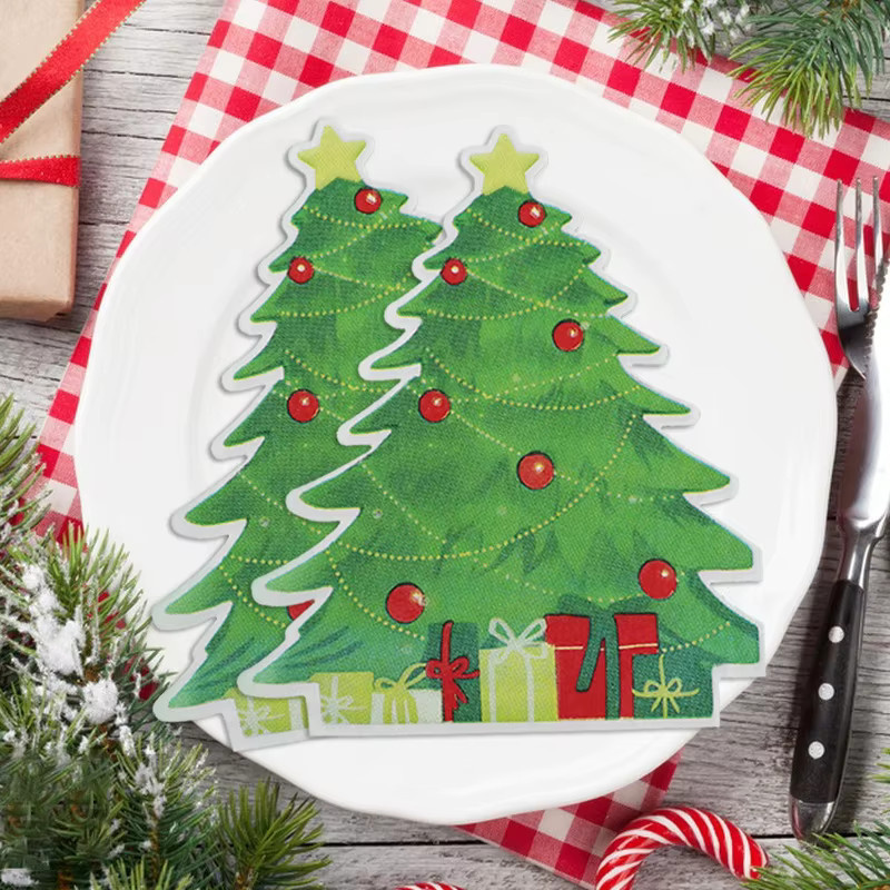 ZQNYCY Weihnachts-Einweg-Papierservietten mit Schneemann-Motiv für Weihnachtsfeier und Tischdekoration - Bild 1