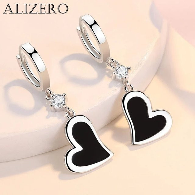 ALIZERO Ohrringe, 925 Silber, Schwarz, Herz, Damen - Bild 1