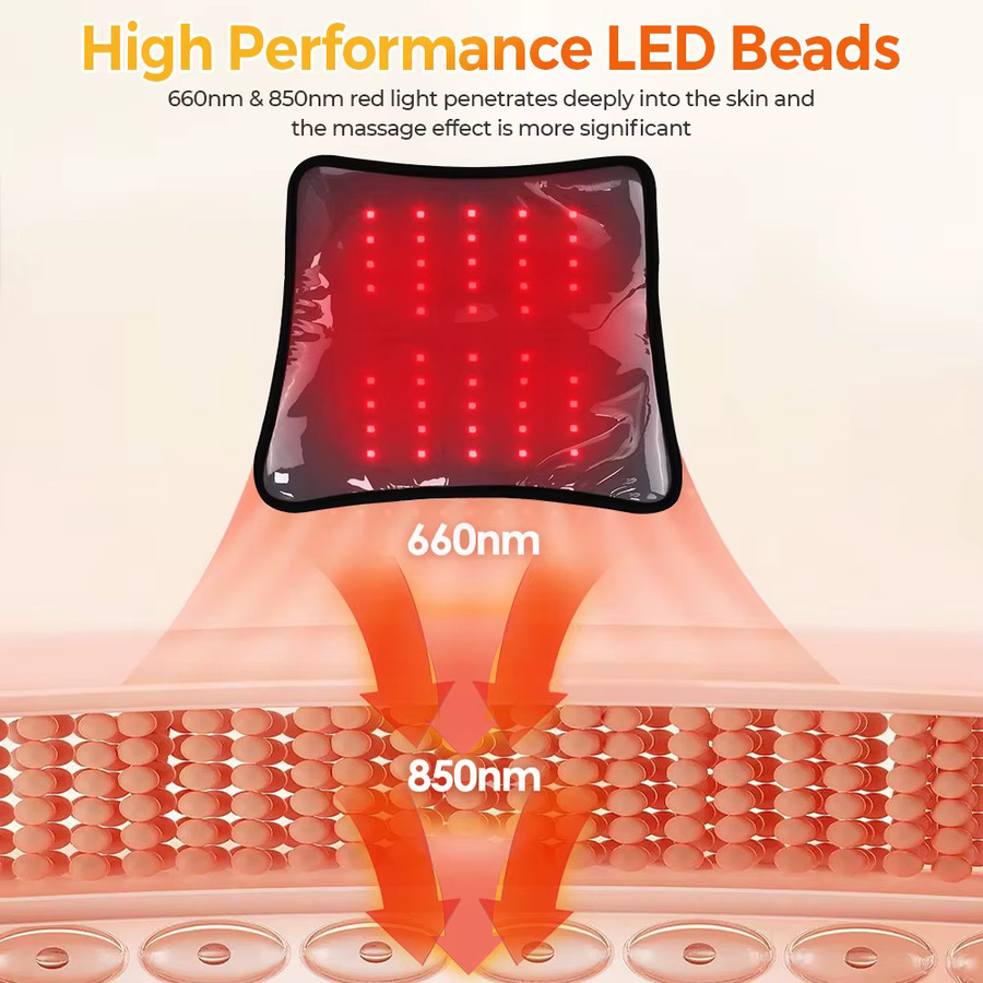 Hailicare Schnurloses Vibrations-Taillenmassagegerät mit Infrarotlicht 660 nm und 850 nm, LED-Pad als elektrischer Rücken-Schultergurt und Kniebandage zur Muskelentspannung, Schwarz - Bild 2