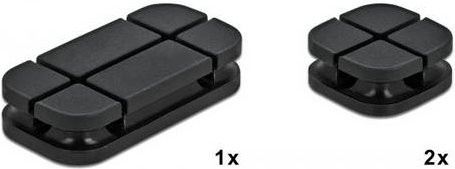 Delock Kabel-Halteclips aus Silikon in Schwarz, B: 24 mm, H: 10 mm, 1 Set, 18331 - Bild 1