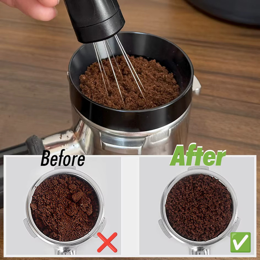 PERFFEE WDT-Werkzeug Espresso Kaffeerührer mit 6 einziehbaren Edelstahl-Nadeln in Schwarz - Bild 4