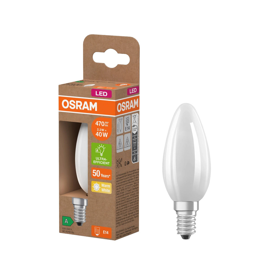 Osram LED-Leuchtmittel E14 Kerzenform B40 Warmweiß 2,2 W 470 lm Höhe: 10,1 cm, Durchmesser: 3,5 cm - Bild 2