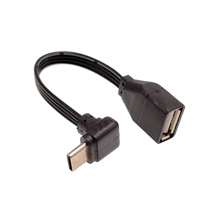 CY USB-C auf USB-OTG Adapter Kabel mit 90-Grad-Stecker, flaches USB-Typ-C auf USB-2.0-Buchse Kabel in Schwarz - Bild 2