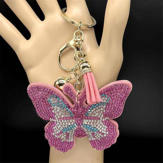 AFAWA Schlüsselanhänger, Rosa Schmetterling, Kristall Strass, Unisex - Bild 1