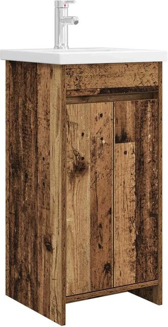 vidaXL Badezimmerschrank mit Waschbecken aus Altholz in Braun, B/T/H: 42 x 40 x 84,5 cm - Bild 1