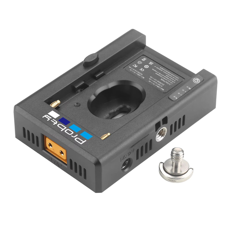 Probty NP-F Batterieladegerät mit Batterieadapterplatte und Kaltschuhadapter sowie 1/4 Zoll Anschluss für NP-F550 F750 F970 und BMPCC 4K 6K DSLR in Schwarz - Bild 3