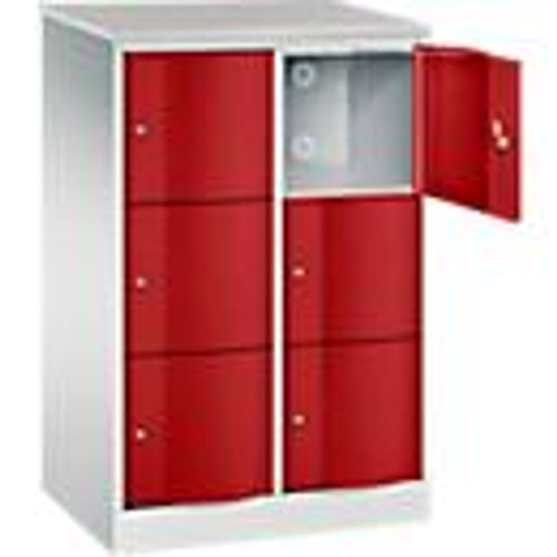 C+P Schließfachschrank Resisto mit 2 Abteilen und 6 Fächern, Farbe: Lichtgrau/Rubinrot, B/T/H: 77,2 x 54,0 x 125,5 cm - Bild 2