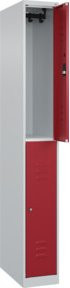 C+P Doppelstock-Spind Classic PLUS mit 1 Abteil, Zylinderschloss und Kleiderstange, Farbe: Lichtgrau oder Rubinrot, H x B x T: 185 x 25 x 50 cm - Bild 1