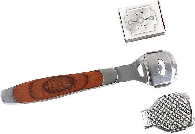 Wucifang Fußschaber aus Edelstahl mit Holzgriff, Unisex, Brown - Bild 1