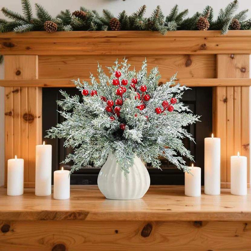 10 oder 20 Stück künstliche Zypresse Blätter von dywjt in Grün und Burgunderrot für deine Tischdekoration, Garten oder Weihnachtsdekoration - Bild 3