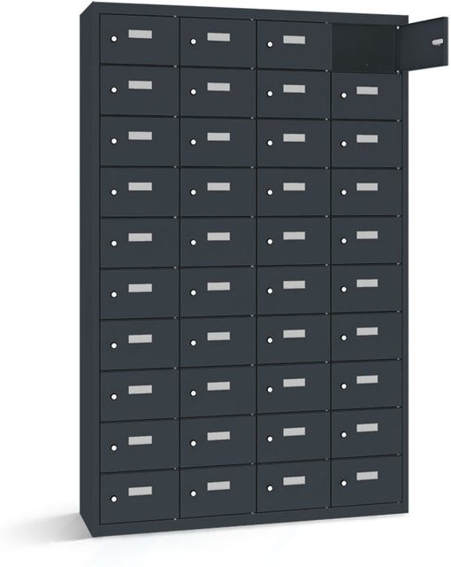 rotstahl Wertfachschrank mit 40 Fächern und Scharniertüren in Anthrazit, B/T/H: 115 x 30 x 180 cm - Bild 1