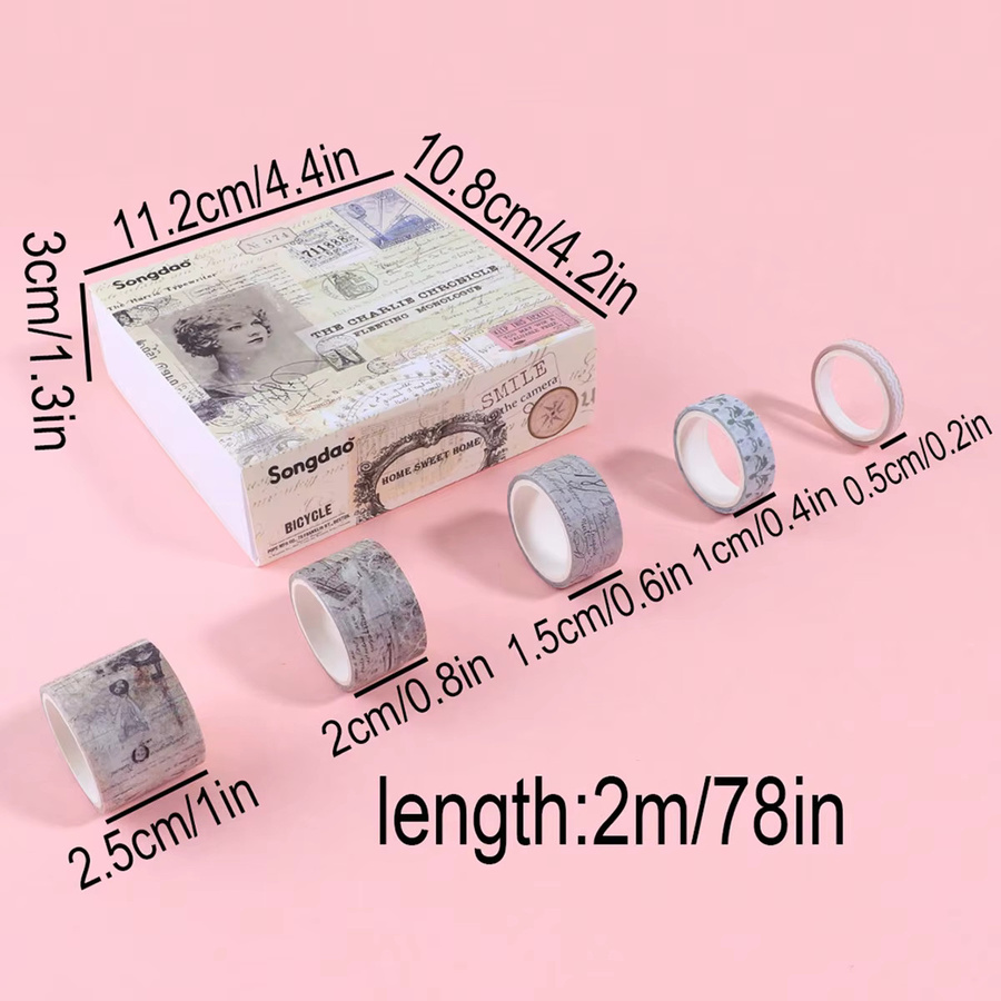 20 Rollen Retro Washi Tape Set in Multicolour für DIY-Handbücher und Geschenkverpackungen - Bild 2