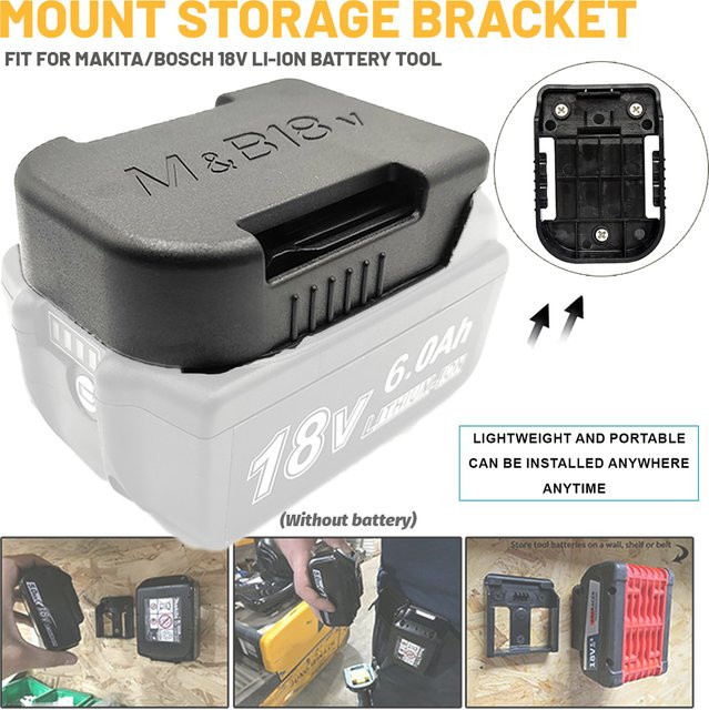 GiFi Power Batterie Halter für Makita und Bosch 18V Akkus, schwarzes Ladegerät-Regal zur sicheren Lagerung und schnellen Handhabung - Bild 1
