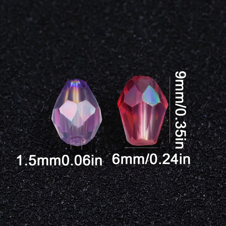 JHNBY Perlen, Glas-Tropfen, 6 x 9 mm, AB-Kristall, mehrfarbig, Unisex - Bild 2