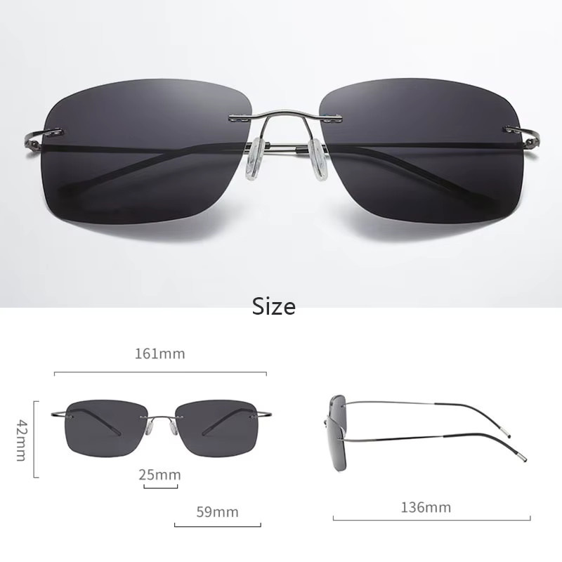 HDCRAFTER Sonnenbrille, randlos, Titan, rectangular, polarisiert, Herren - Bild 3