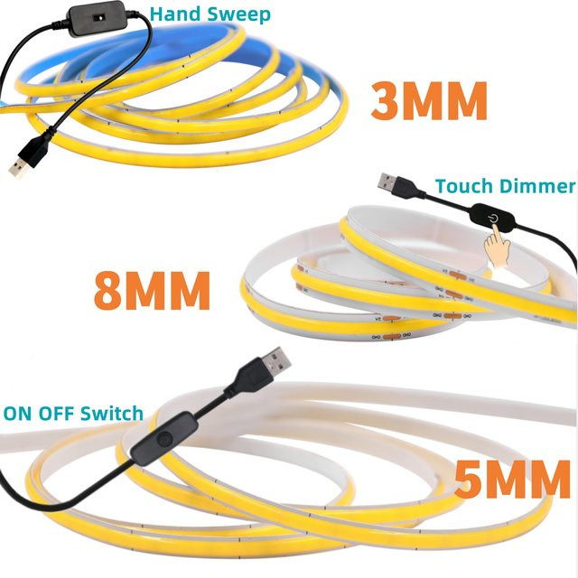 GAHADA USB COB LED Streifen Licht dimmbar mit hoher Dichte und CCT Farbtemperatursteuerung in Weiß - Bild 1