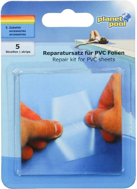 Planet Pool Unterwasser Reparaturset aus transparentem PVC mit 5 Klebestreifen - Bild 1
