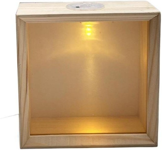 Qinhuangdaoshiwan Transparente Vitrine mit LED-Beleuchtung und 3D-Bilderrahmen aus Holz und Glas in Beige - Bild 1
