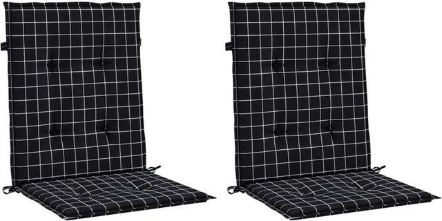 vidaXL Niedriglehner-Auflagen 2er-Set Schwarz-weiß Karomuster aus Polyester, wasserabweisend und UV-beständig - Bild 1