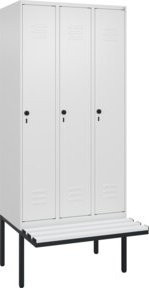 C+P Spind Classic PLUS Garderobenschrank mit Sitzbank, 3 Abteile, Reinweiß, B/T/H: 212 x 90 x 81,5 cm - Bild 1