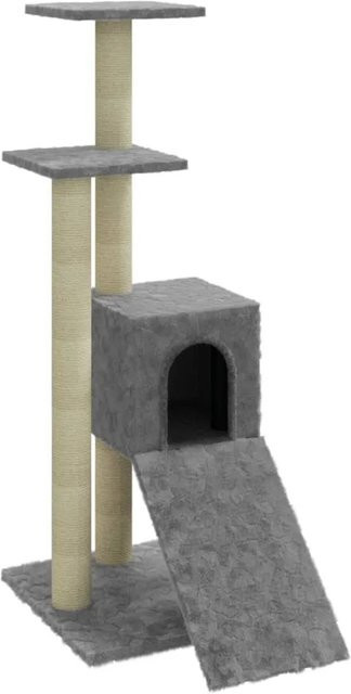 vidaXL Kratzbaum für Katzen mit Höhle und Sisal-Kratzsäulen, Grau, Höhe: 92 cm, Breite: 35 cm, Tiefe: 35 cm - Bild 1