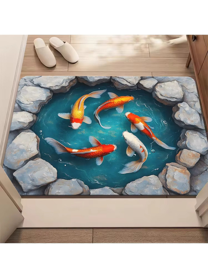 VIKAMA Badezimmer-Fußmatte Unterwasserwelt, rutschfester und saugfähiger Teppich in modernem Design - Bild 3